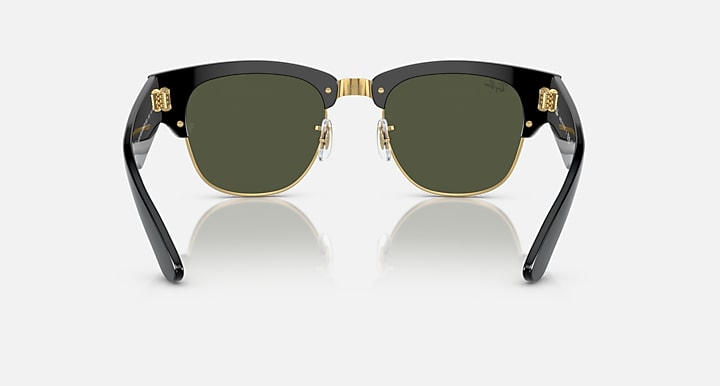 Ray-Ban MEGA CLUBMASTER Black On Gold; Black with G-15 Green Solid Color lenses - Back