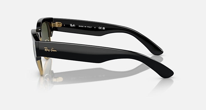 Ray-Ban MEGA CLUBMASTER Black On Gold; Black with G-15 Green Solid Color lenses - Lateral