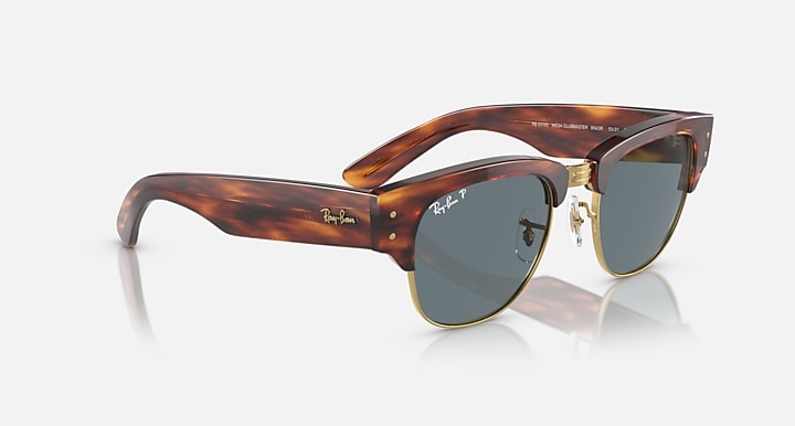 Ray-Ban MEGA CLUBMASTER Striped Havana with Dark Blue Polarized Solid Color lenses - Alternative