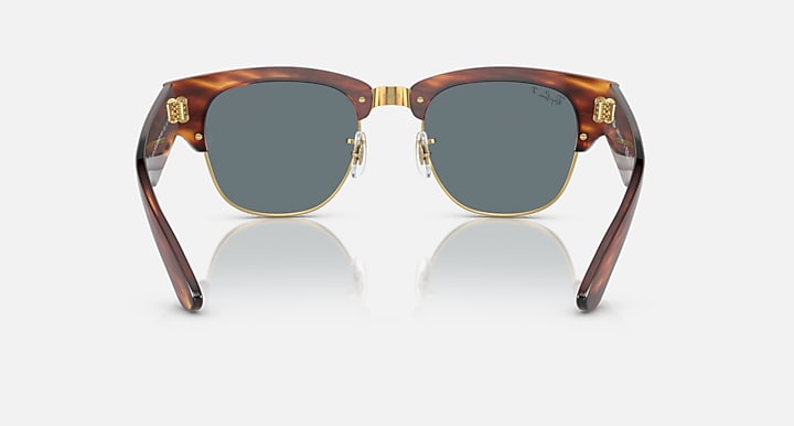 Ray-Ban MEGA CLUBMASTER Striped Havana with Dark Blue Polarized Solid Color lenses - Back