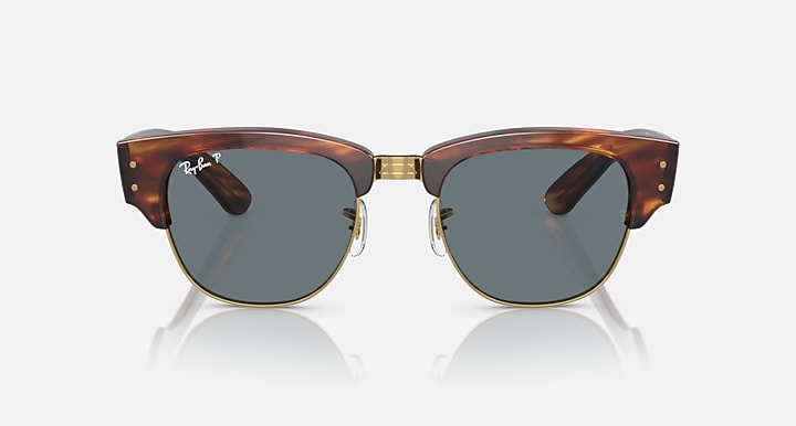 Ray-Ban MEGA CLUBMASTER Striped Havana with Dark Blue Polarized Solid Color lenses - Front