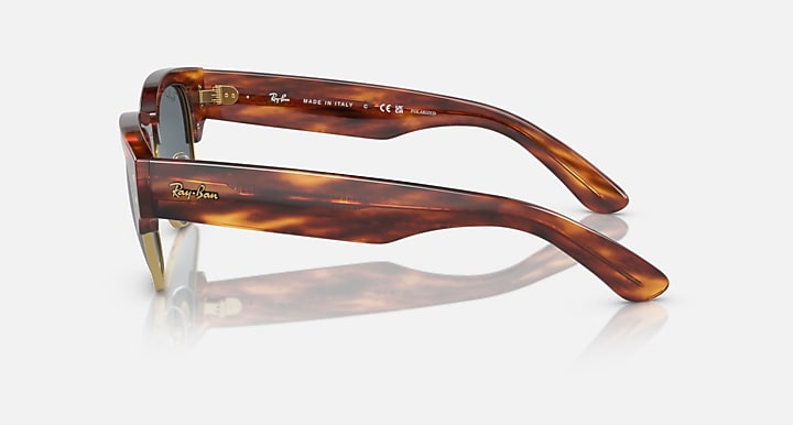 Ray-Ban MEGA CLUBMASTER Striped Havana with Dark Blue Polarized Solid Color lenses - Lateral