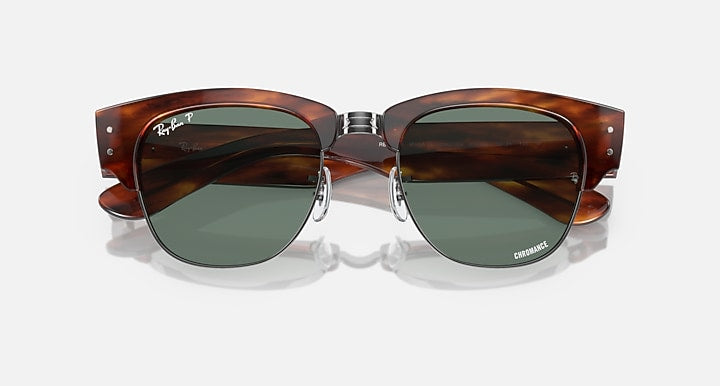 Ray-Ban MEGA CLUBMASTER HOLIDAY LIMITED POLARIZED+ LENSES Havana Light Brown On Gunmetal with Green Polarized Polarized+ lenses - Closed Front