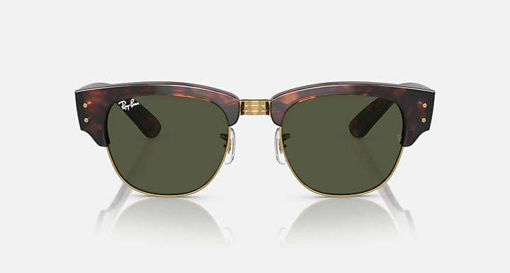 Ray-Ban MEGA CLUBMASTER Tortoise On Gold with G-15 Green Solid Color lenses - Front