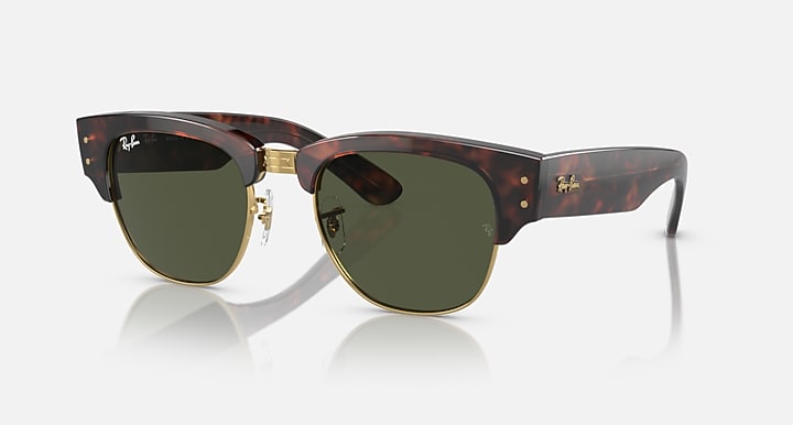 Ray-Ban MEGA CLUBMASTER Tortoise On Gold with G-15 Green Solid Color lenses - Quarter