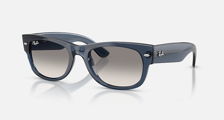 Ray-Ban MEGA WAYFARER II Transparent Dark Blue with Clear Gradient Grey Gradient lenses - Quarter