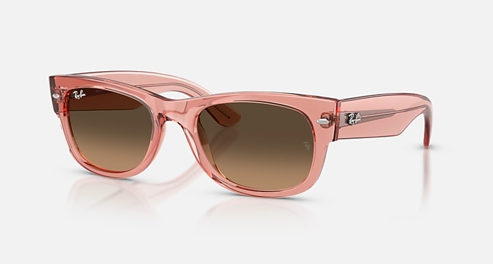 Ray-Ban MEGA WAYFARER II Transparent Pink with Light Brown Gradient Black Gradient lenses - Quarter