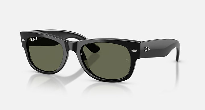 Ray-Ban MEGA WAYFARER II Black with Green Polarized Solid Color lenses - Quarter