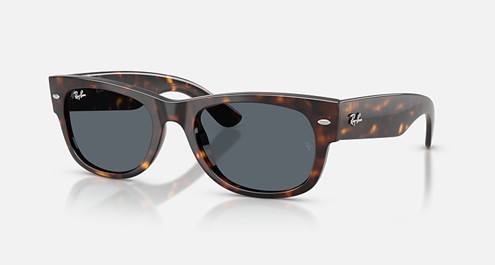 Ray-Ban MEGA WAYFARER II Havana with Blue Solid Color lenses - Quarter