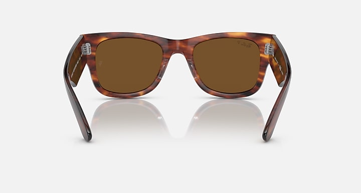 Ray-Ban MEGA WAYFARER Striped Havana with Brown Polarized Solid Color lenses - Back