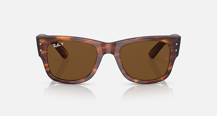 Ray-Ban MEGA WAYFARER Striped Havana with Brown Polarized Solid Color lenses - Front