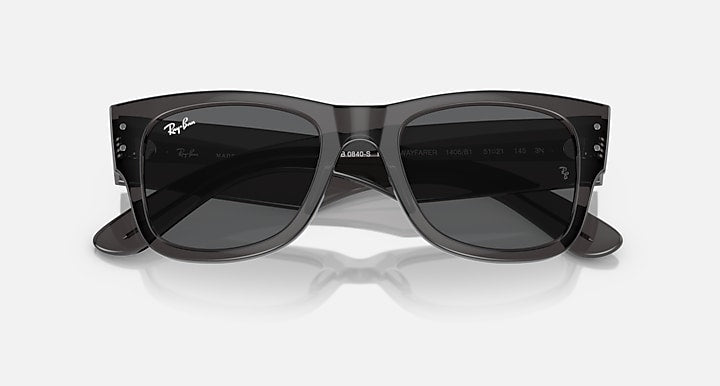 Ray-Ban MEGA WAYFARER Transparent Black with Dark Grey Solid Color lenses - Closed Front