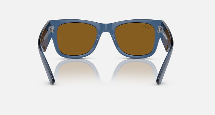 Ray-Ban MEGA WAYFARER BIO-BASED Transparent Blue with Brown Solid Color lenses - Back