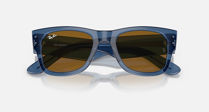 Ray-Ban MEGA WAYFARER BIO-BASED Transparent Blue with Brown Solid Color lenses - Closed Front