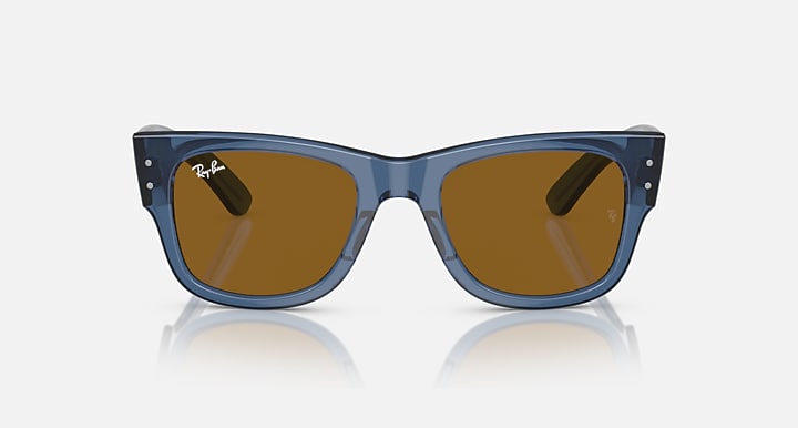 Ray-Ban MEGA WAYFARER BIO-BASED Transparent Blue with Brown Solid Color lenses - Front