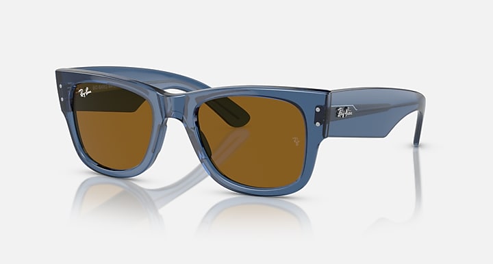 Ray-Ban MEGA WAYFARER BIO-BASED Transparent Blue with Brown Solid Color lenses - Quarter
