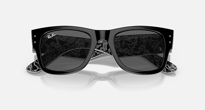 Ray-Ban MEGA WAYFARER DISNEY 100TH ANNIVERSARY Black; Black With Pattern White with Dark Grey Solid Color lenses - Closed Front