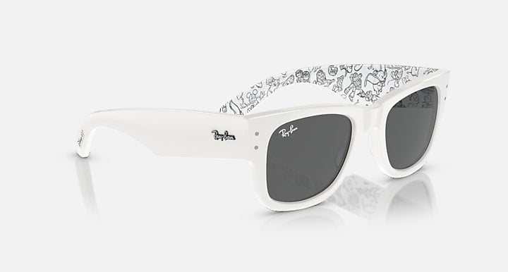 Ray-Ban MEGA WAYFARER DISNEY 100TH ANNIVERSARY White; White With Pattern Black with Dark Grey Solid Color lenses - Alternative
