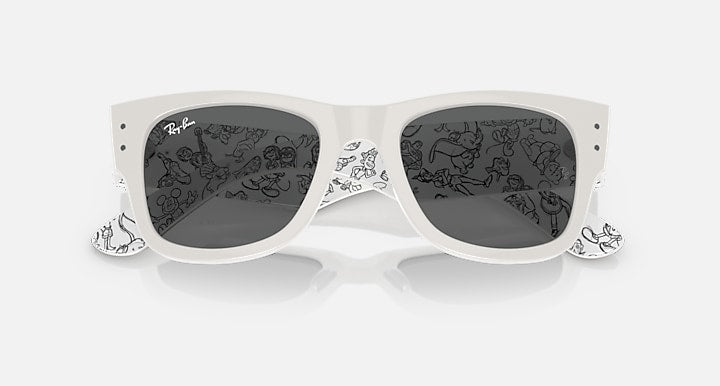 Ray-Ban MEGA WAYFARER DISNEY 100TH ANNIVERSARY White; White With Pattern Black with Dark Grey Solid Color lenses - Closed Front