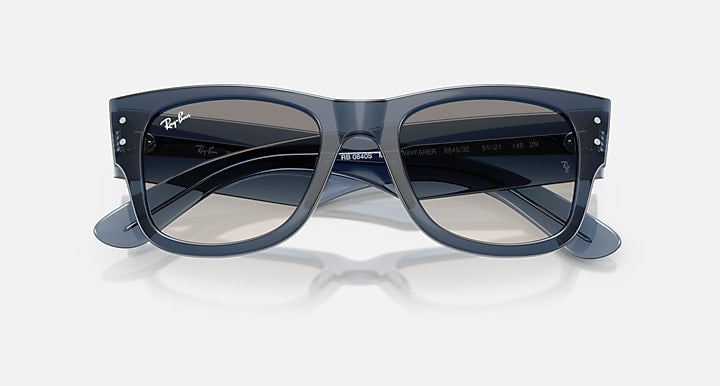 Ray-Ban MEGA WAYFARER Transparent Dark Blue with Clear Gradient Grey Gradient lenses - Closed Front