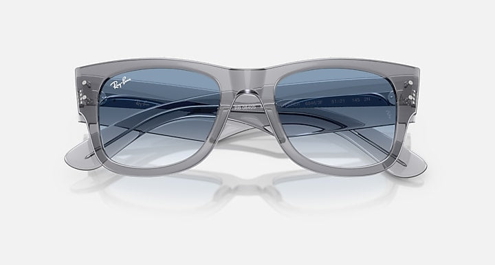 Ray-Ban MEGA WAYFARER Transparent Grey with Clear Gradient Blue Gradient lenses - Closed Front