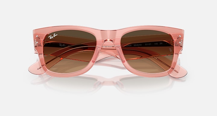 Ray-Ban MEGA WAYFARER Transparent Pink with Light Brown Gradient Black Gradient lenses - Closed Front