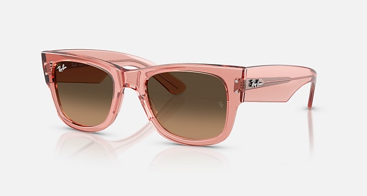 Ray-Ban MEGA WAYFARER Transparent Pink with Light Brown Gradient Black Gradient lenses - Quarter
