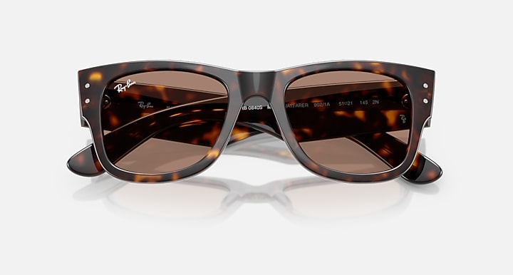 Ray-Ban MEGA WAYFARER SUMMER CAPSULE Havana with Light Violet Solid Color lenses - Closed Front