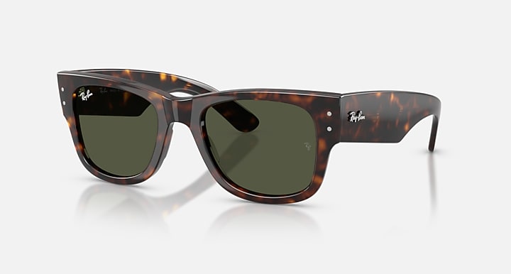 Ray-Ban MEGA WAYFARER Havana with Green Solid Color lenses - Quarter