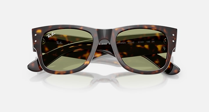 Ray-Ban MEGA WAYFARER SUMMER CAPSULE Havana with Bottle Green Solid Color lenses - Closed Front
