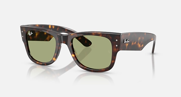 Ray-Ban MEGA WAYFARER SUMMER CAPSULE Havana with Bottle Green Solid Color lenses - Quarter