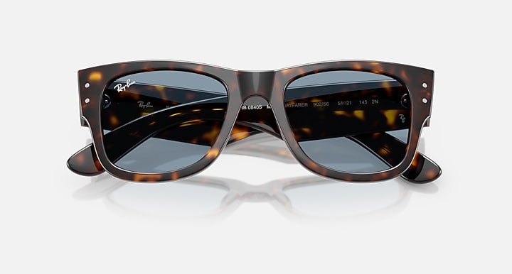 Ray-Ban MEGA WAYFARER SUMMER CAPSULE Havana with Blue Solid Color lenses - Closed Front