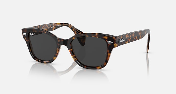 Ray-Ban RB0880S RELOADED Havana On Transparent Brown with Black Polarized Solid Color lenses - Quarter