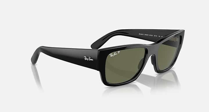 Ray-Ban CARLOS Black with Green Polarized Solid Color lenses - Alternative