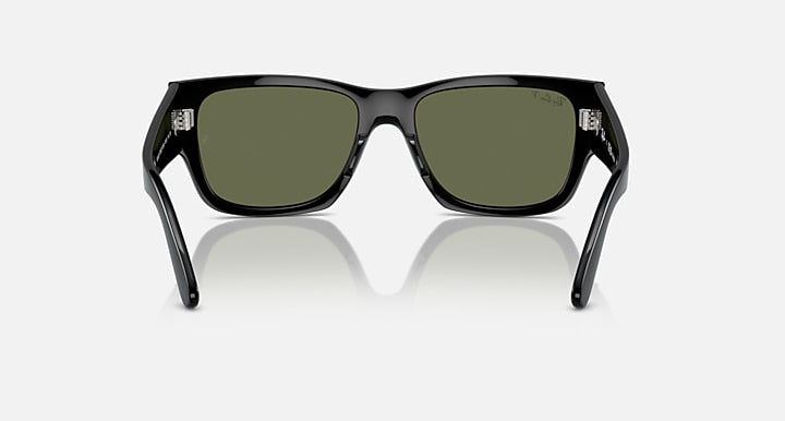 Ray-Ban CARLOS Black with Green Polarized Solid Color lenses - Back