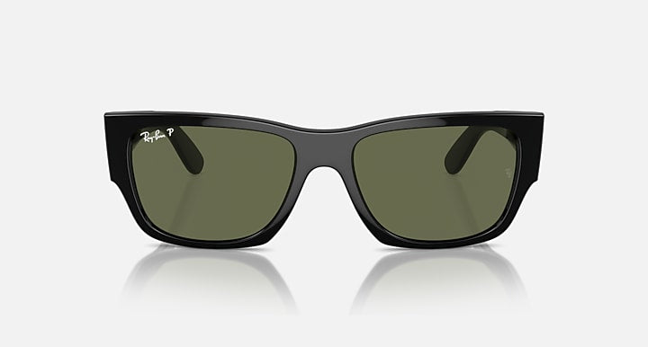 Ray-Ban CARLOS Black with Green Polarized Solid Color lenses - Front