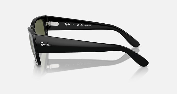 Ray-Ban CARLOS Black with Green Polarized Solid Color lenses - Lateral