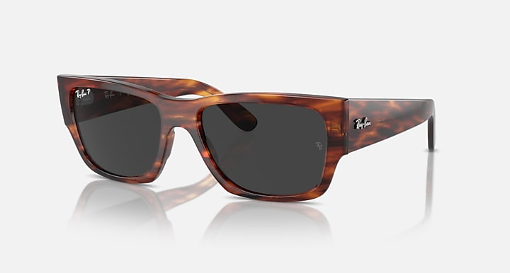 Ray-Ban CARLOS Striped Havana with Black Polarized Solid Color lenses - Quarter