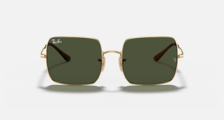 Ray-Ban SQUARE 1971 CLASSIC Arista Gold with G-15 Green Solid Color lenses - Front