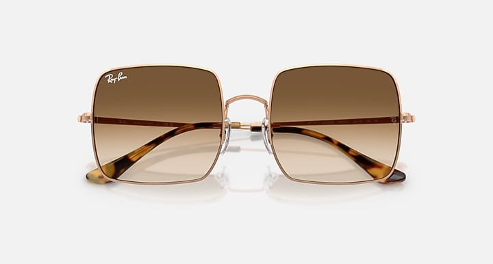Ray-Ban SQUARE 1971 CLASSIC Rosegold; Rose Gold with Clear Gradient Brown Gradient lenses - Closed Front