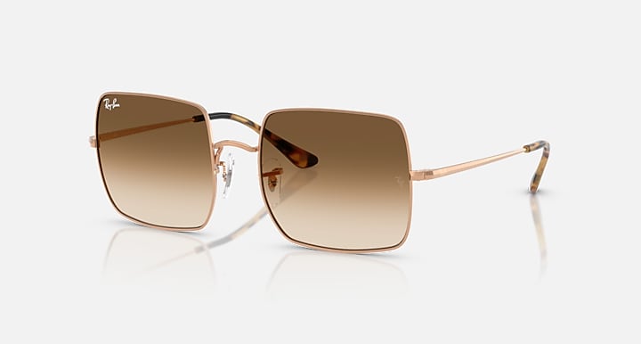 Ray-Ban SQUARE 1971 CLASSIC Rosegold; Rose Gold with Clear Gradient Brown Gradient lenses - Quarter