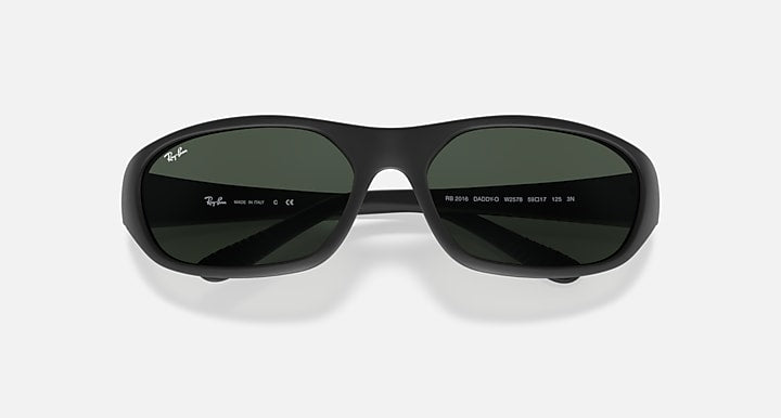 Ray-Ban DADDY-O Rubber Black; Black with Green Solid Color lenses - Closed Front