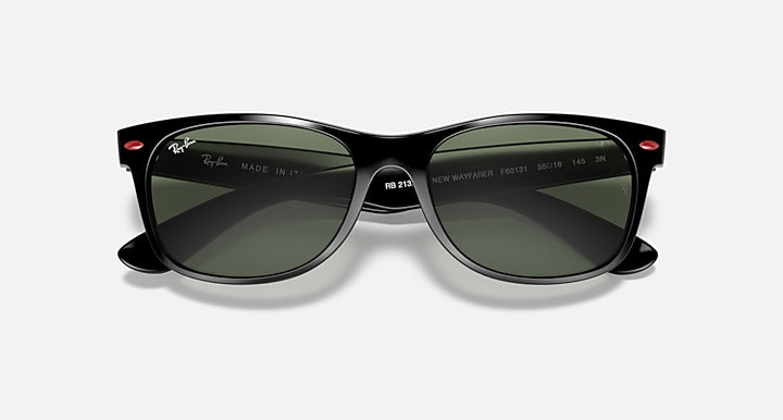 Ray-Ban RB2132M SCUDERIA FERRARI COLLECTION Black with G-15 Green Solid Color lenses - Closed Front