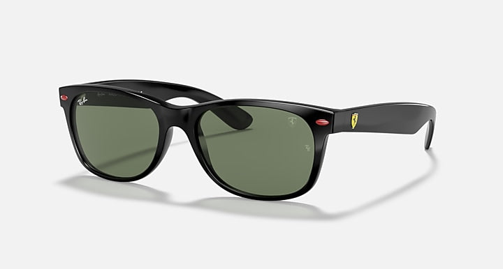 Ray-Ban RB2132M SCUDERIA FERRARI COLLECTION Black with G-15 Green Solid Color lenses - Quarter