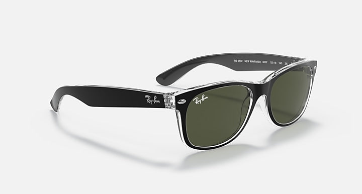 Ray-Ban NEW WAYFARER COLOR MIX Black On Transparent with G-15 Green Solid Color lenses - Alternative