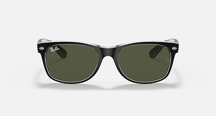 Ray-Ban NEW WAYFARER COLOR MIX Black On Transparent with G-15 Green Solid Color lenses - Front