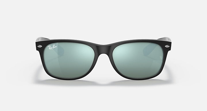 Ray-Ban NEW WAYFARER FLASH Rubber Black; Black with Silver Flash Solid Color - Mirror lenses - Front