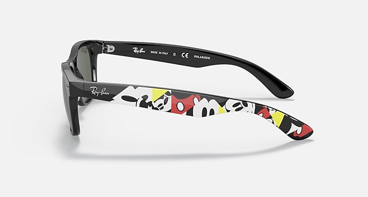 Ray-Ban RB2132 MICKEY J19 Black; Mickey Mouse with G-15 Green Polarized Solid Color lenses - Lateral