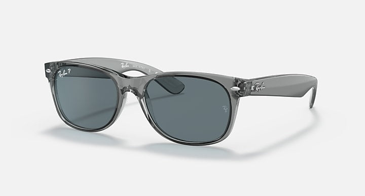 Ray-Ban NEW WAYFARER CLASSIC Transparent Grey; Grey with Dark Blue Polarized Solid Color lenses - Quarter