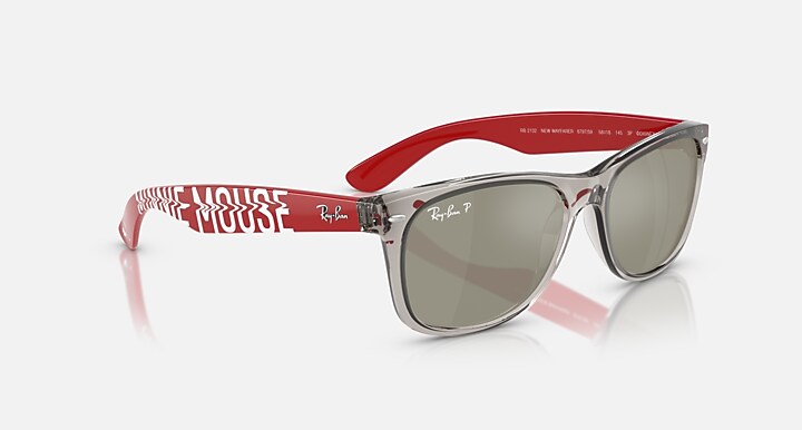 Ray-Ban NEW WAYFARER DISNEY MICKEY & MINNIE MOUSE LIQUID Transparent Grey; Red with Grey Mirror Silver Polarized Solid Color - Mirror lenses - Alternative